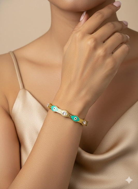 AURÉLIA AMORE LUXE 6™ Celestial Nazar Bloom MOP & CZ Prosperity Demi - Fine Bracelet for Women - The Soul Jewellery