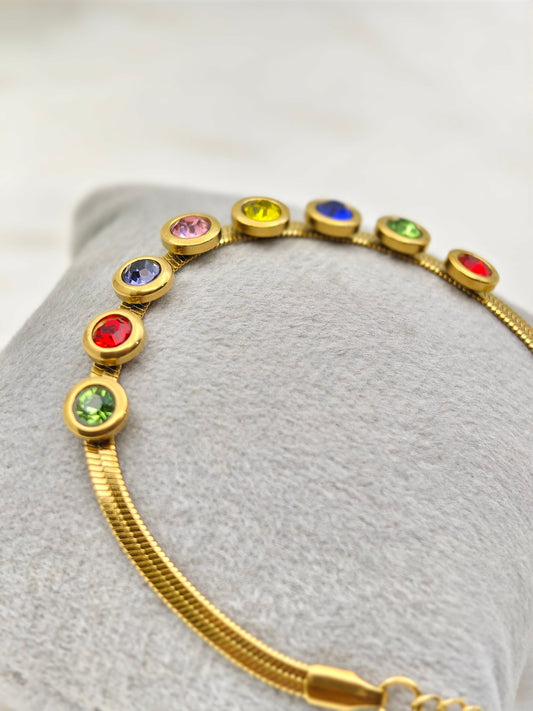 18K Gold Plated Seven Chakra Crystal Bracelet for Women | Anti - Tarnish- The Soul Jewellery