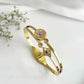 Luxury 18K Gold Plated Anti-Tarnish White Floral Shell Bangle – Elegant Dual Design for Women  RGB479
