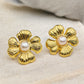 18K Gold Plated Floral Pearl Stud Earrings – Timeless Glamour