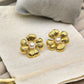 18K Gold Plated Floral Pearl Stud Earrings – Timeless Glamour