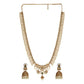 Avanti Antique Gold-Plated Long Necklace & Earring Set with Flower Motif