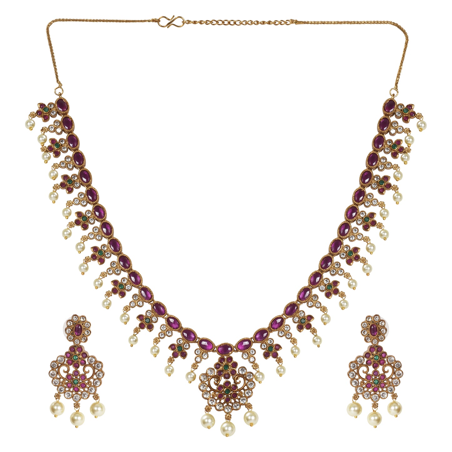 Rahi Antique Gold-Plated Short Necklace & Earring Set