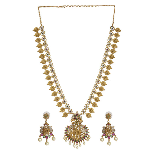 Sia Antique Gold-Plated Ram Parivar Long Necklace & Earring Set