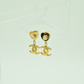 Elegant 18K Gold Plated Anti-Tarnish Heart & Crystal Drop Earrings with Iconic Chanel-Inspired Logo Engraving ATER211