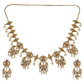 Indu Antique Matte Gold Plated Short Temple Necklace Set with Lakshmi Devi Motif