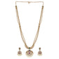 Maitrayee Antique Matte Gold Plated Long Necklace Set with Flower Motif