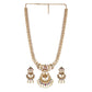 Anika Antique Matte Gold Plated Long Necklace Set with Peacock and Leaf Motif