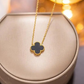 Luxury 18K Gold Plated Black Clover Pendant Necklace for Women – Elegant Anti-Tarnish Daily Wear Chain ATCP180