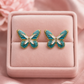 Turquoise Blue Butterfly Stud Earrings for Women – Gold-Tone Enamel Butterfly Earrings