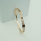 Rose Gold-Plated Geometric Crystal Bangle with Double Row Design RGB363