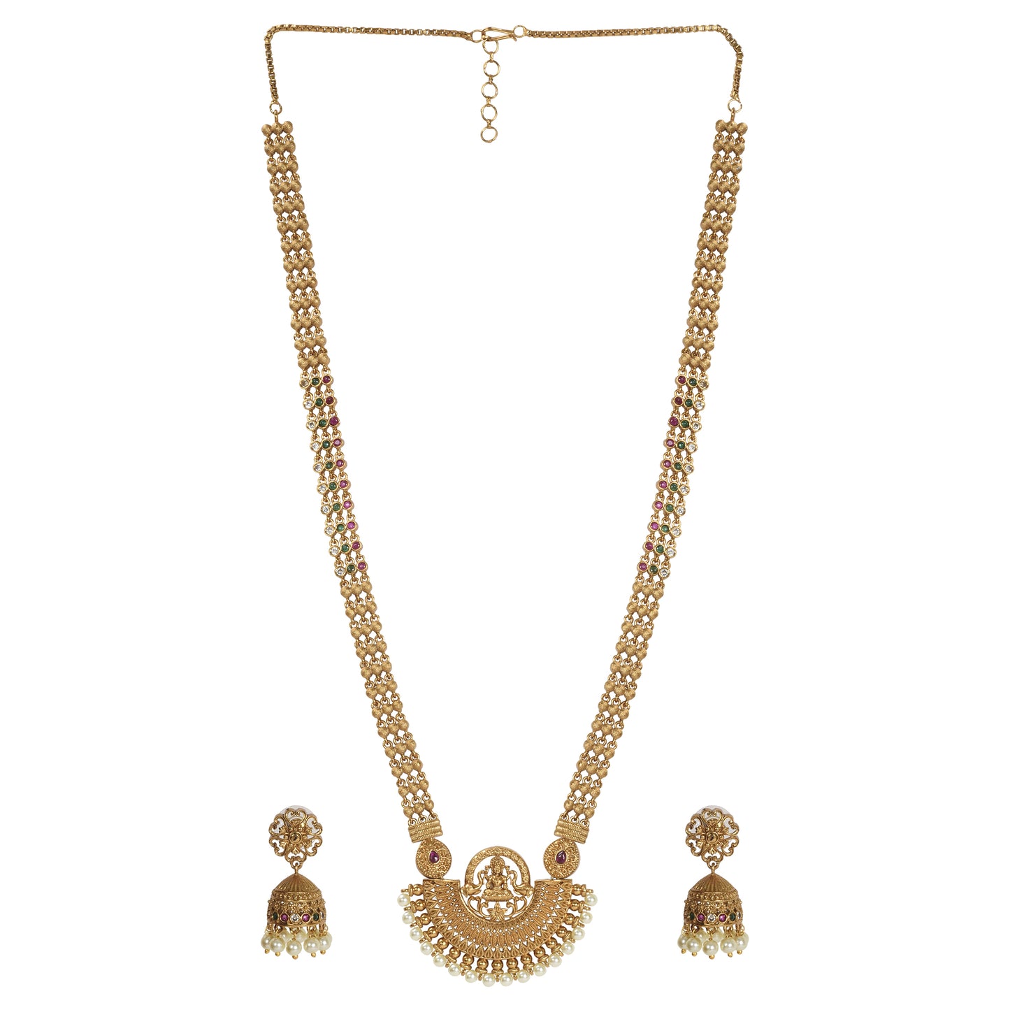 Chanda Antique Gold-Plated Long Necklace & Earring Set