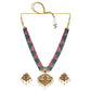 Padmavati Antique Matte Gold Plated Short Necklace Set with Devi Laxmi Motif