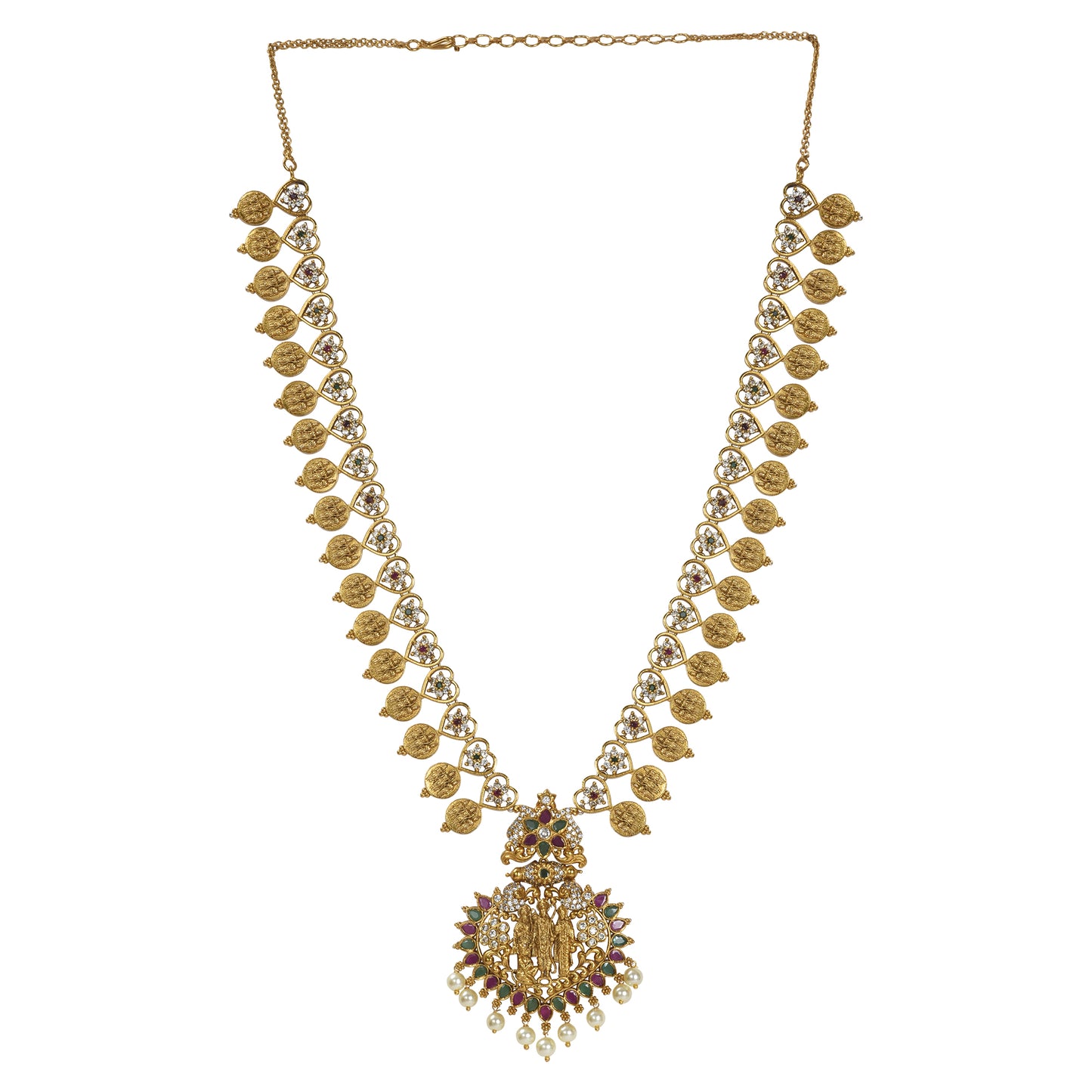 Sia Antique Gold-Plated Ram Parivar Long Necklace & Earring Set