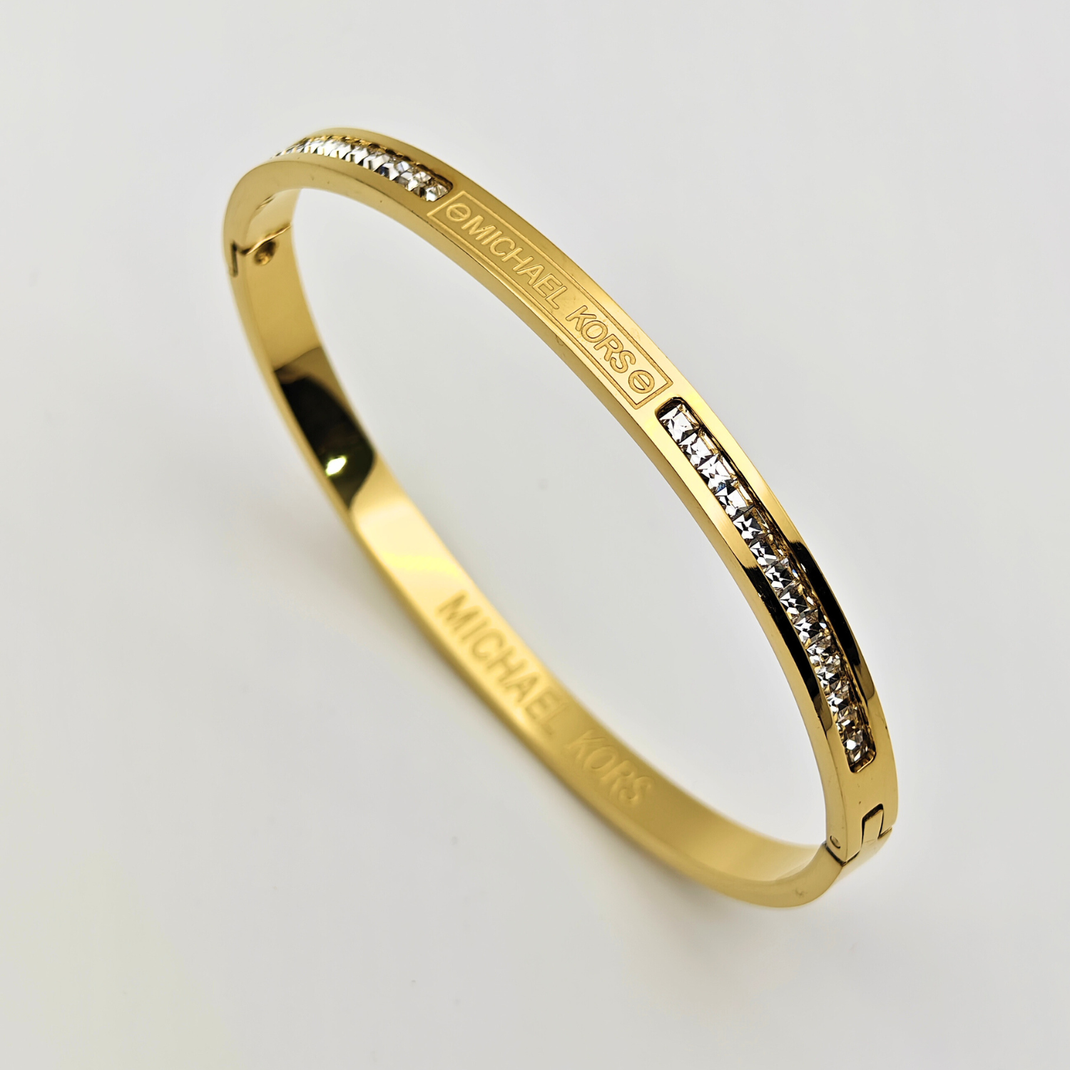 Elegant 18K Gold Plated Anti Tarnish Bangle with Crystal Accents by Mi The Soul Jewellery