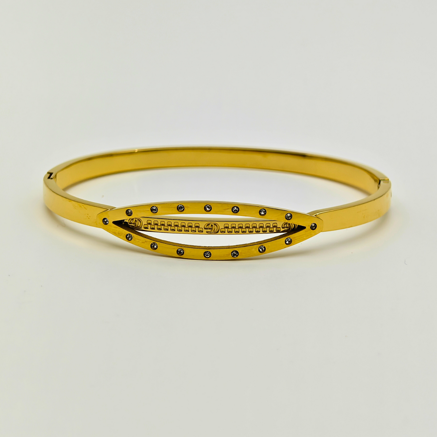 Golden Glamour: Dual-Layered 18K Gold Plated Anti-Tarnish Bangle with CZ Accents RGB203