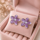 Purple Floral Pearl Stud Earrings for Women – Gold-Tone Enamel Flower Demi Fine Earrings - Soul Jewellery