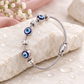 Evil Eye Bracelet for Women – Silver Tone Blue Nazar Charm Cable Bracelet with CZ Spacers - Soul Jewellery