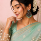 Luxury Oxidised Silver Peacock Chandbali Earrings with Mint Green Beads | Traditional Indian Statement Earrings for Women