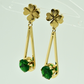 Elegant 18K Gold Plated Anti-Tarnish Clover & Green Crystal Drop Earrings ATER212