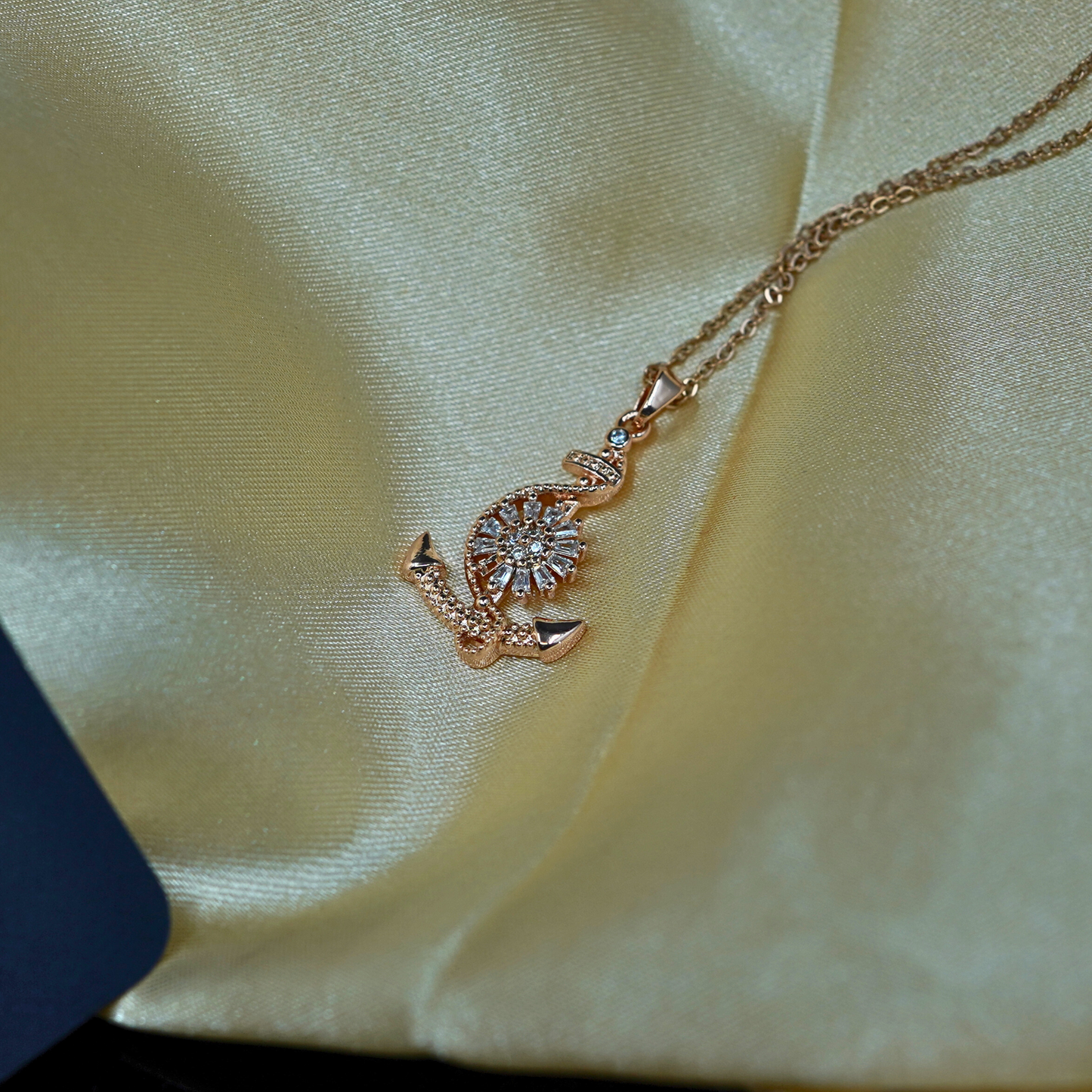 Gilded Blossoms: 18K Gold-Plated CZ Studded Flower Anti tarnish Chain Pendant Necklace ATCP103