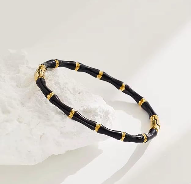 Black & Gold Bamboo Link Stainless Steel Bracelet for Women | Anti-Tarnish Everyday Bracelet - Soul Jewellery
