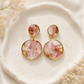 Blush Pink Marble-Effect Round Drop Earrings for Women – Gold-Tone Double Circle Dangle Earrings - Soul Jewellery