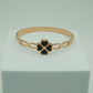 Elegant 18K Rose Gold Plated Anti-Tarnish Clover Bangle – Chic Black Enamel Accents RGB467