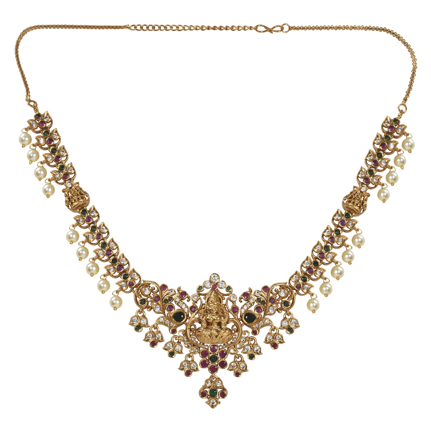 Deepti Antique Gold-Plated Short Necklace & Earring Set with Laxmi Devi motif