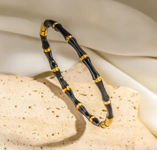 Black & Gold Bamboo Link Stainless Steel Bracelet for Women | Anti-Tarnish Everyday Bracelet - Soul Jewellery