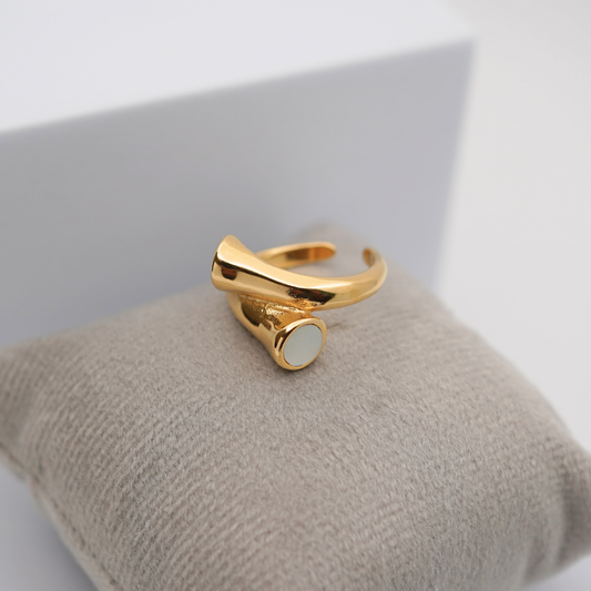 Adjustable Anti-Tarnish 18K Yellow Gold Plated Zoe Ring with Minimalist Design – Modern and Elegant