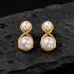 Gold-Tone Infinity Double Pearl Earrings for Women – Elegant Minimal Pearl Stud Earrings