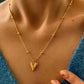 18K Gold Plated Anti-Tarnish Heart Pendant Chain – Elegant Everyday Necklace for Women