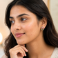 Pink Tulip Pearl Stud Earrings for Women – Gold-Tone Floral Earrings with Green Leaf Detail