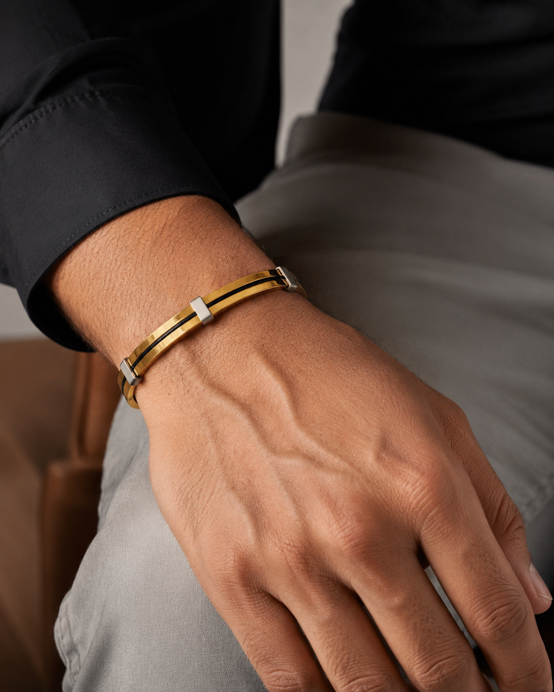 AURÉLIA AMORE LUXE 6™ Gold & Silver-Tone Minimalist Demi-Fine Bracelet for Men