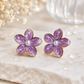 Purple Floral Pearl Stud Earrings for Women – Gold-Tone Enamel Flower Demi Fine Earrings - Soul Jewellery