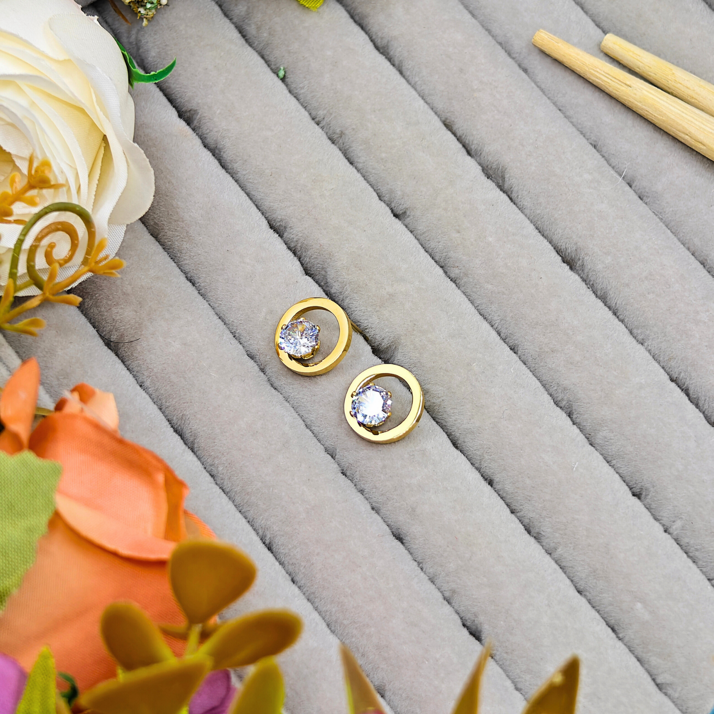 Gleaming Brilliance: Introducing our 18K Gold-Plated Antitarnish AD Stud Earrings ATER124