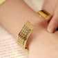 Bold 18K Gold-Plated Chunky Bracelet – Anti-Tarnish Stainless Steel with Intricate Engraved Design RGB415
