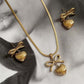 18K Gold Plated Bow-Heart Necklace & Earring Set for Women – Anti-Tarnish Romantic Jewelry Gift Set ATCP179