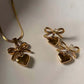 18K Gold Plated Bow-Heart Necklace & Earring Set for Women – Anti-Tarnish Romantic Jewelry Gift Set ATCP179