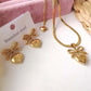 18K Gold Plated Bow-Heart Necklace & Earring Set for Women – Anti-Tarnish Romantic Jewelry Gift Set ATCP179