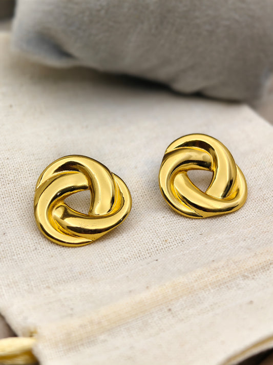 Classic 18K Gold Plated Knot Stud Earrings – Elegant Style
