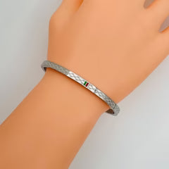 Designer Silver Gucci Style Unisex Bangle – Anti - Tarnish, Elegant Daily Wear Bracelet - The Soul Jewellery