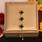 Elegant Black & Gold Clover Pendant Necklace for Women – Adjustable Layered Chain Statement Jewelry ATCP178
