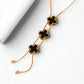 Elegant Black & Gold Clover Pendant Necklace for Women – Adjustable Layered Chain Statement Jewelry ATCP178