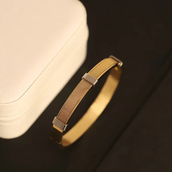 AURÉLIA AMORE LUXE 6™ Gold Mesh Men’s Bracelet – Premium Minimalist Stainless Steel Bangle for Men