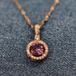 18K Rose Gold Plated Anti Tarnish Ruby Chain Pendant Necklace RGCP101