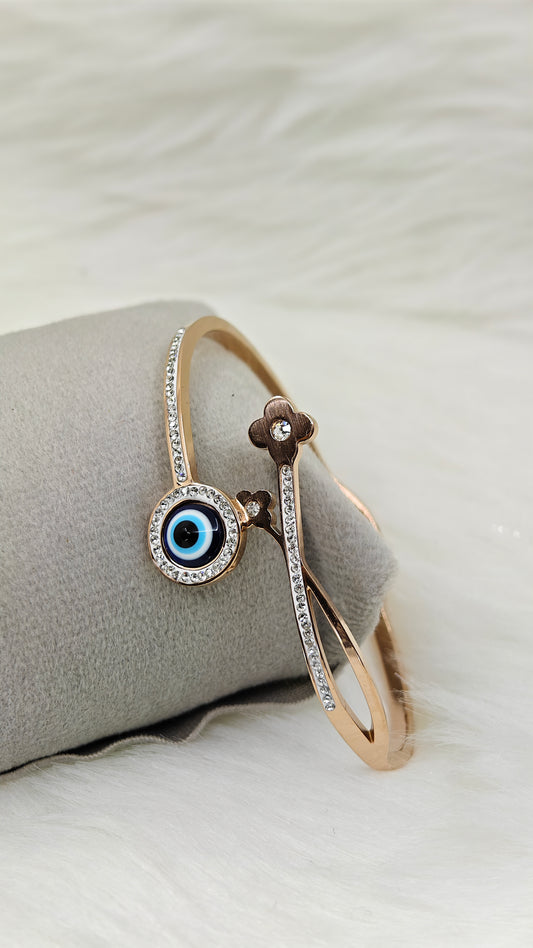 Evil Eye CZ Rose Gold Anti Tarnish Openable Bangle RGB142