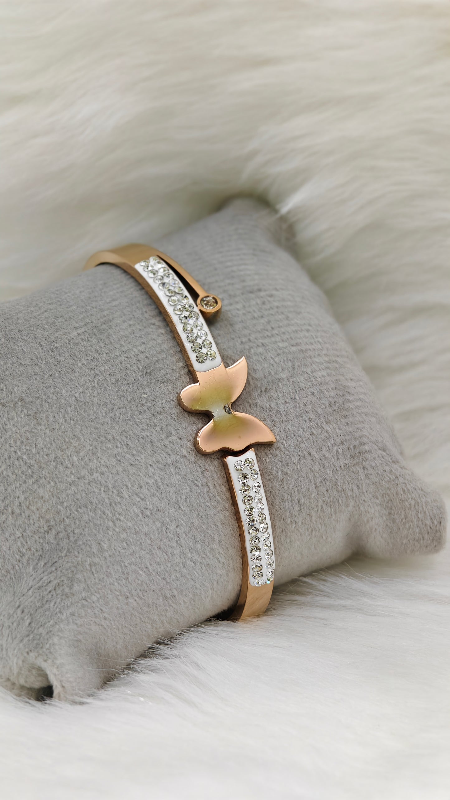 18K Rose Gold Plated Butterfly Anti Tarnish Openable Bangle RGB151