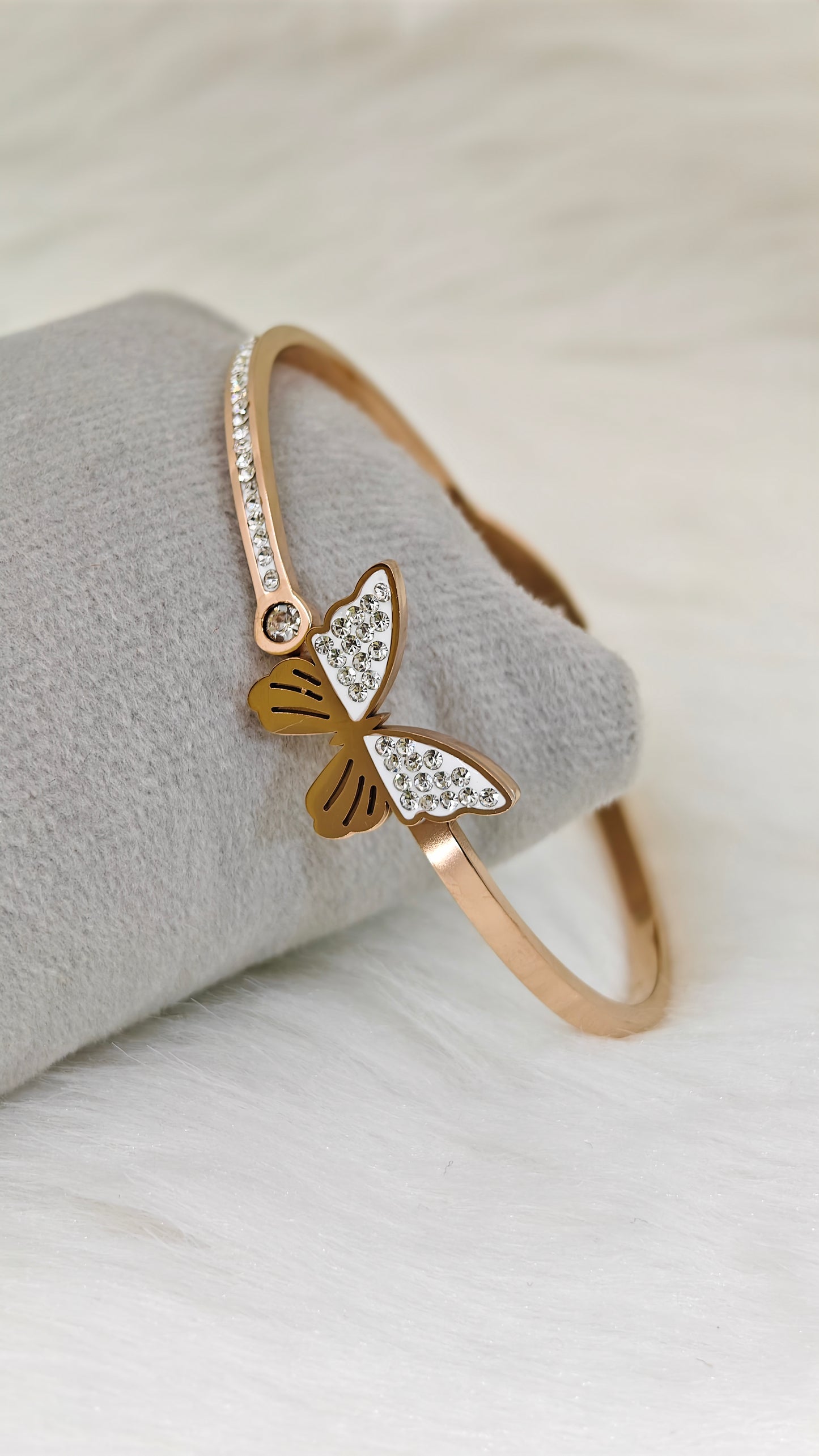 Rare Butterfly Rose Gold Anti Tarnish Openable Bangle RGB154